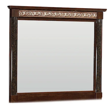 Square Dresser Mirror with Molding and Split Columns